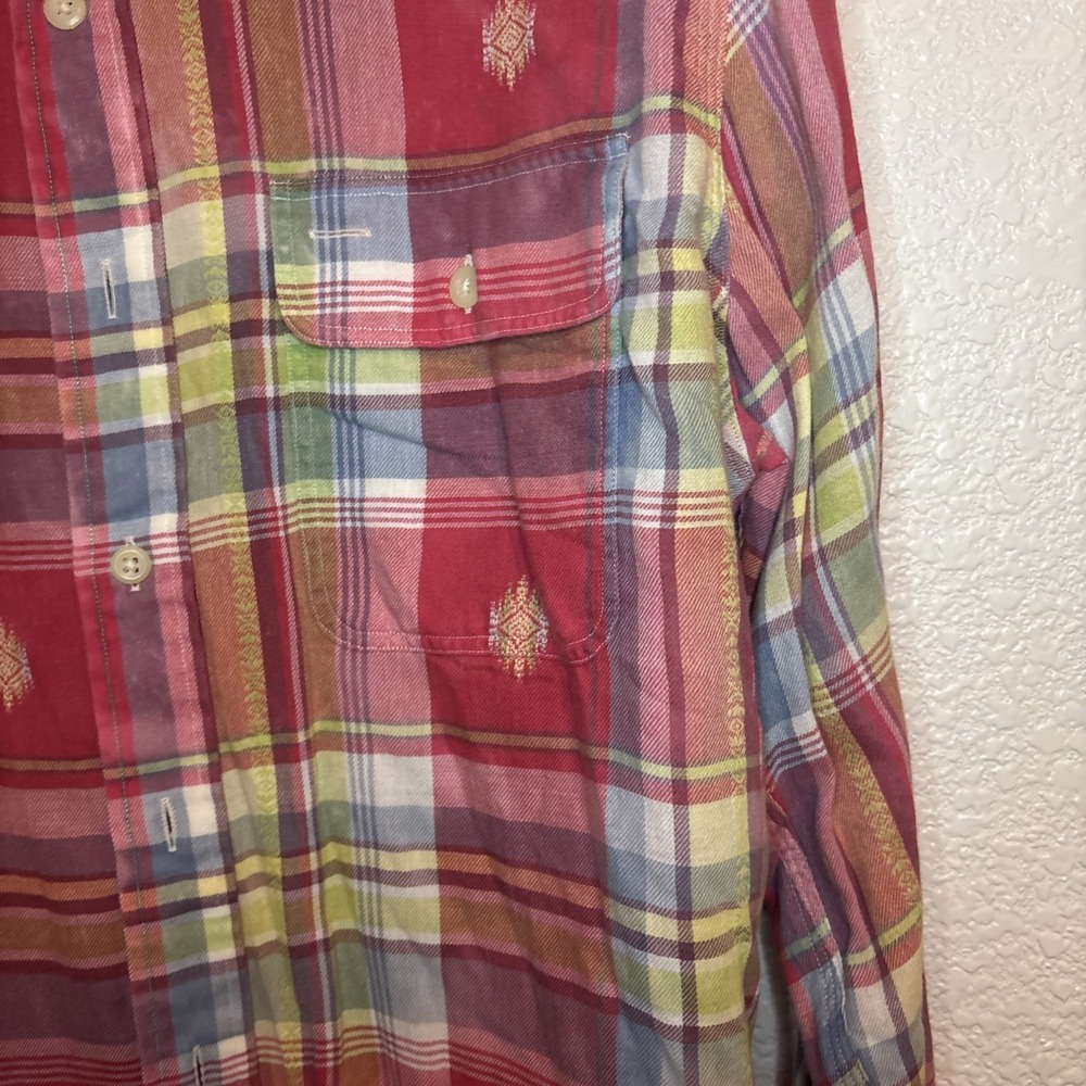 Vintage Polo Ralph Lauren Roll Tab Sleeve Shirt Pink Plaid Mens Large - Picture 13 of 16